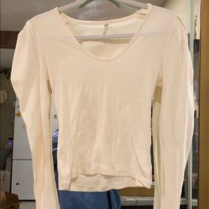 Free people puff-shoulder long sleeve in cream